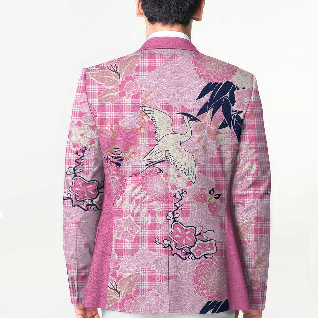 Pink Palaka Crane and Flowers Blazer Japan Heritage Spirit LT9 - Polynesian Pride