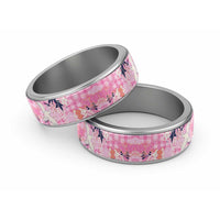 Pink Palaka Crane and Flowers Classic Ring Japan Heritage Spirit LT9 Sliver Pink - Polynesian Pride