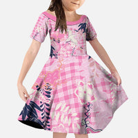 Pink Palaka Crane and Flowers Family Matching Tank Maxi Dress and Hawaiian Shirt Japan Heritage Spirit - Polynesian Pride