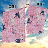 Pink Palaka Crane and Flowers Garden Flag Japan Heritage Spirit - Polynesian Pride