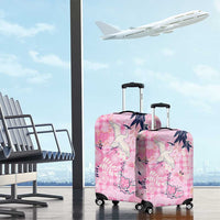 Pink Palaka Crane and Flowers Luggage Cover Japan Heritage Spirit - Polynesian Pride
