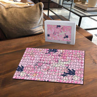 Pink Palaka Crane and Flowers Puzzle Japan Heritage Spirit LT9 - Polynesian Pride