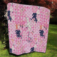 Pink Palaka Crane and Flowers Quilt Japan Heritage Spirit - Polynesian Pride