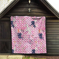 Pink Palaka Crane and Flowers Quilt Japan Heritage Spirit - Polynesian Pride