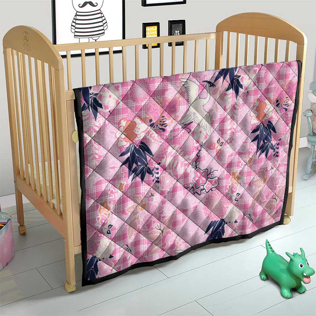 Pink Palaka Crane and Flowers Quilt Japan Heritage Spirit - Polynesian Pride