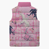 Pink Palaka Crane and Flowers Sleeveless Puffer Jacket Japan Heritage Spirit LT9 - Polynesian Pride