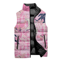 Pink Palaka Crane and Flowers Sleeveless Puffer Jacket Japan Heritage Spirit LT9 - Polynesian Pride