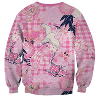 Pink Palaka Crane and Flowers Sweatshirt Japan Heritage Spirit LT9 - Polynesian Pride