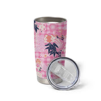 Pink Palaka Crane and Flowers Tumbler Cup Japan Heritage Spirit - Polynesian Pride