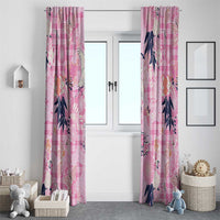 Pink Palaka Crane and Flowers Window Curtain Japan Heritage Spirit - Polynesian Pride