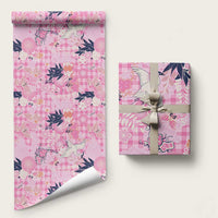 Pink Palaka Crane and Flowers Wrapping Paper Japan Heritage Spirit LT9 58" × 23" Pink - Polynesian Pride