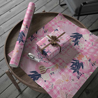 Pink Palaka Crane and Flowers Wrapping Paper Japan Heritage Spirit LT9 - Polynesian Pride