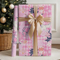Pink Palaka Crane and Flowers Wrapping Paper Japan Heritage Spirit LT9 - Polynesian Pride