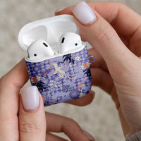 Purple Palaka Crane and Flowers AirPods Case Japan Heritage Spirit LT9 - Polynesian Pride