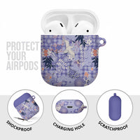 Purple Palaka Crane and Flowers AirPods Case Japan Heritage Spirit LT9 - Polynesian Pride