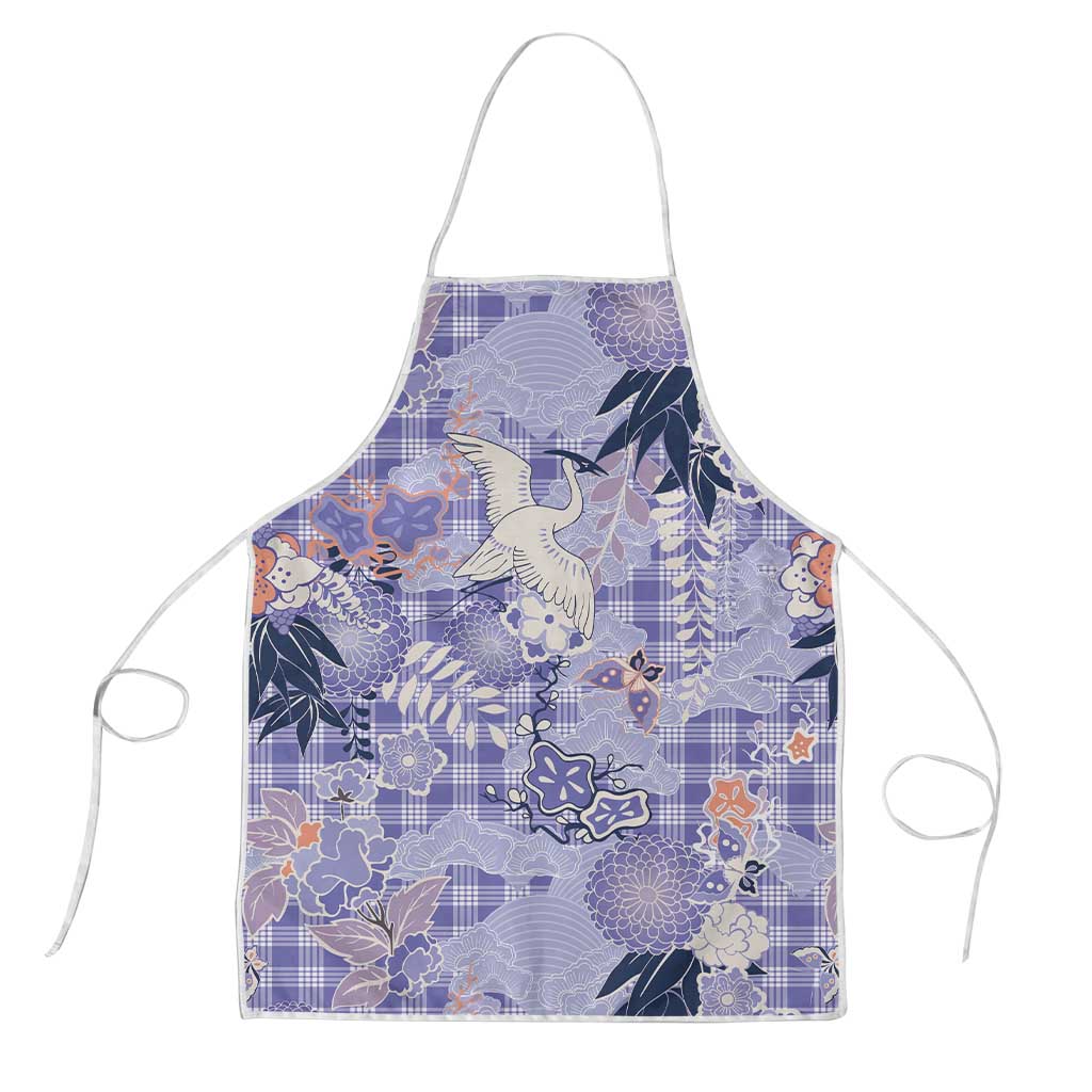 Purple Palaka Crane and Flowers Apron Japan Heritage Spirit LT9 Purple - Polynesian Pride