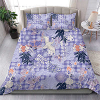 Purple Palaka Crane and Flowers Bedding Set Japan Heritage Spirit - Polynesian Pride
