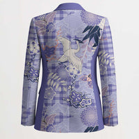Purple Palaka Crane and Flowers Blazer Japan Heritage Spirit LT9 - Polynesian Pride