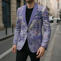 Purple Palaka Crane and Flowers Blazer Japan Heritage Spirit LT9 - Polynesian Pride