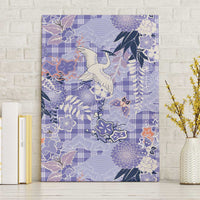 Purple Palaka Crane and Flowers Canvas Wall Art Japan Heritage Spirit LT9 Without Frame Purple - Polynesian Pride