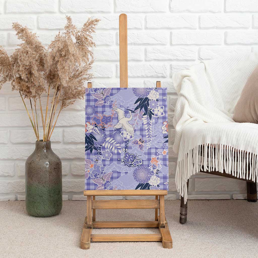 Purple Palaka Crane and Flowers Canvas Wall Art Japan Heritage Spirit LT9 - Polynesian Pride