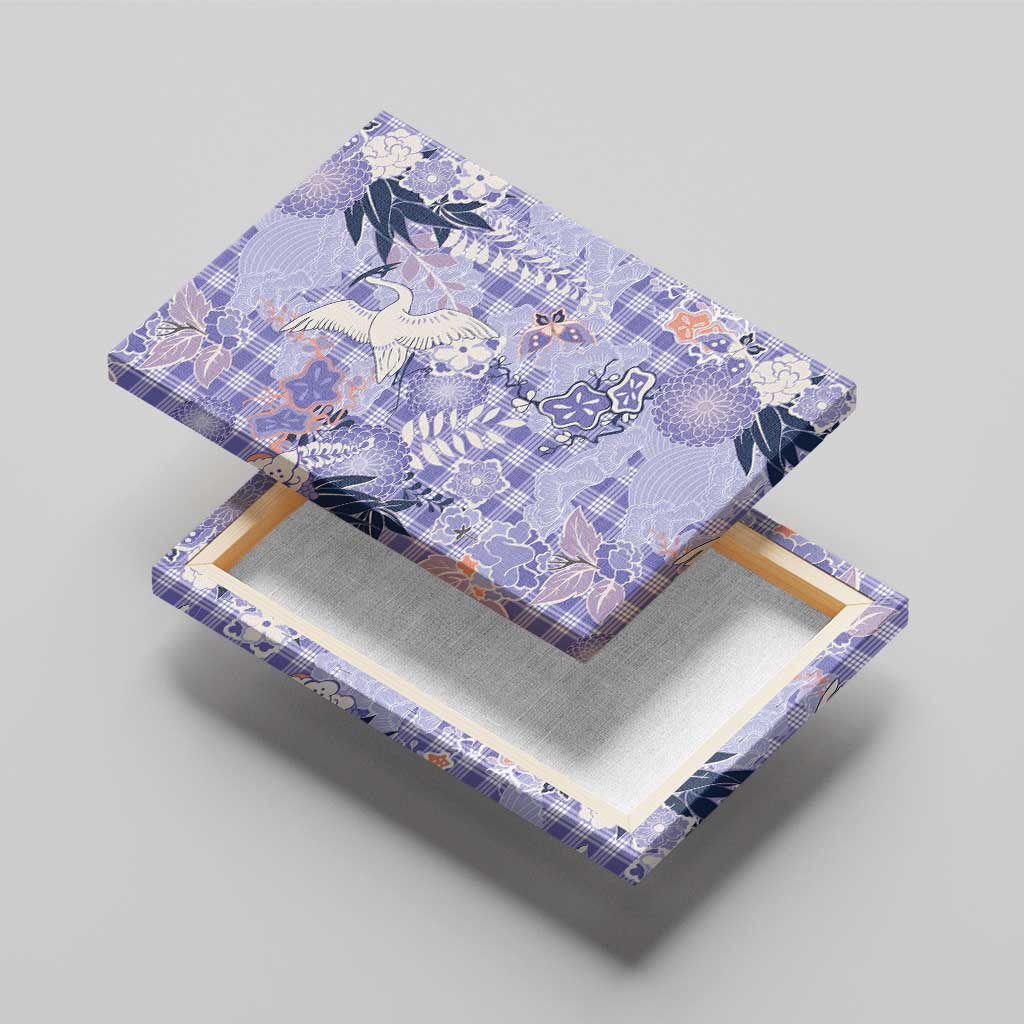 Purple Palaka Crane and Flowers Canvas Wall Art Japan Heritage Spirit LT9 - Polynesian Pride