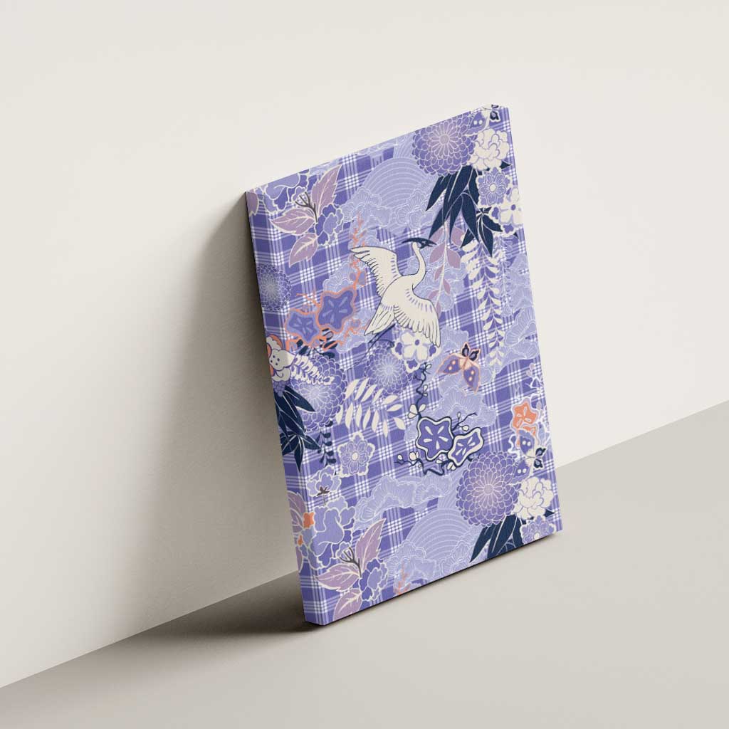 Purple Palaka Crane and Flowers Canvas Wall Art Japan Heritage Spirit LT9 - Polynesian Pride