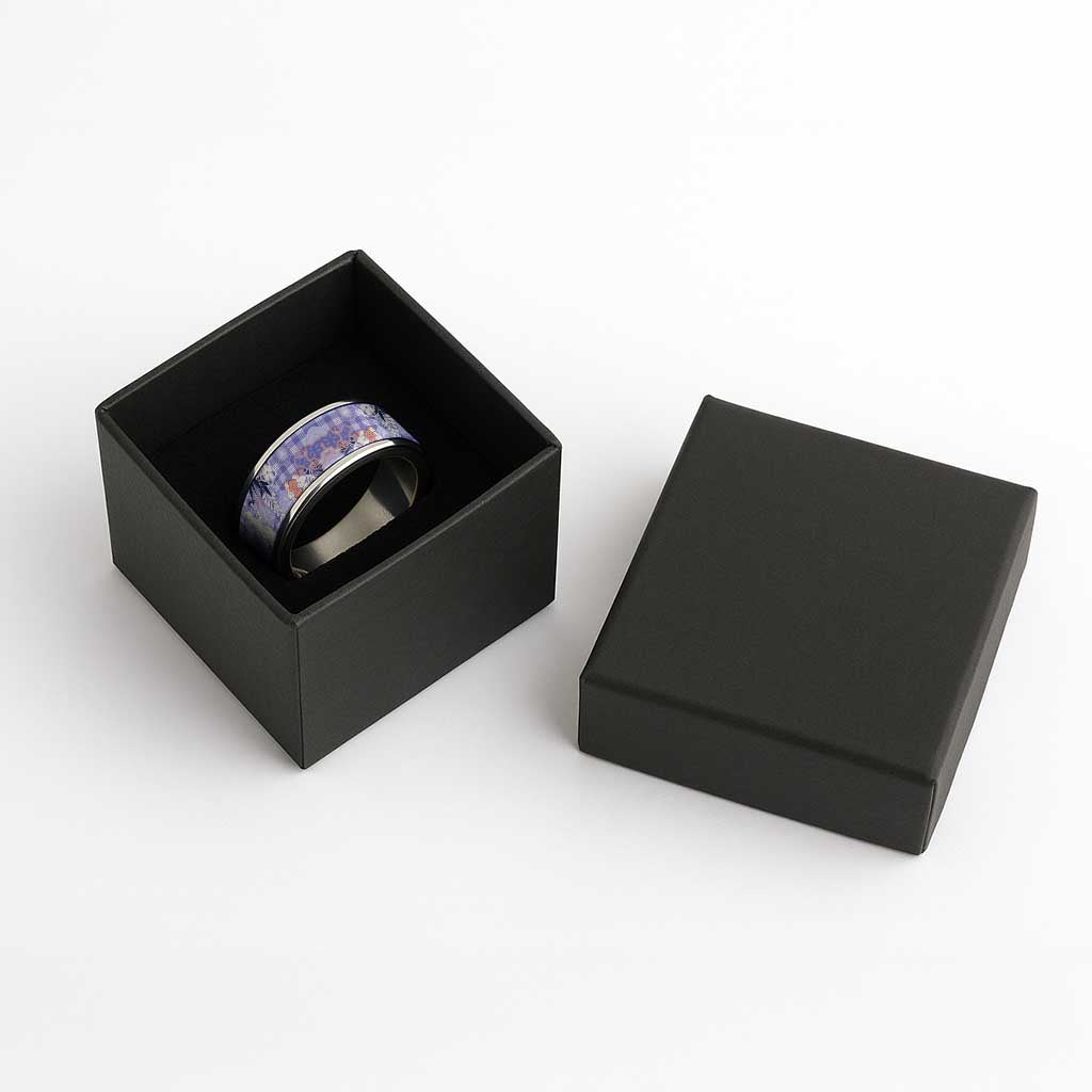 Purple Palaka Crane and Flowers Classic Ring Japan Heritage Spirit LT9 - Polynesian Pride