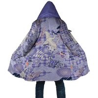 Purple Palaka Crane and Flowers Cloak Japan Heritage Spirit LT9 Unisex Purple - Polynesian Pride