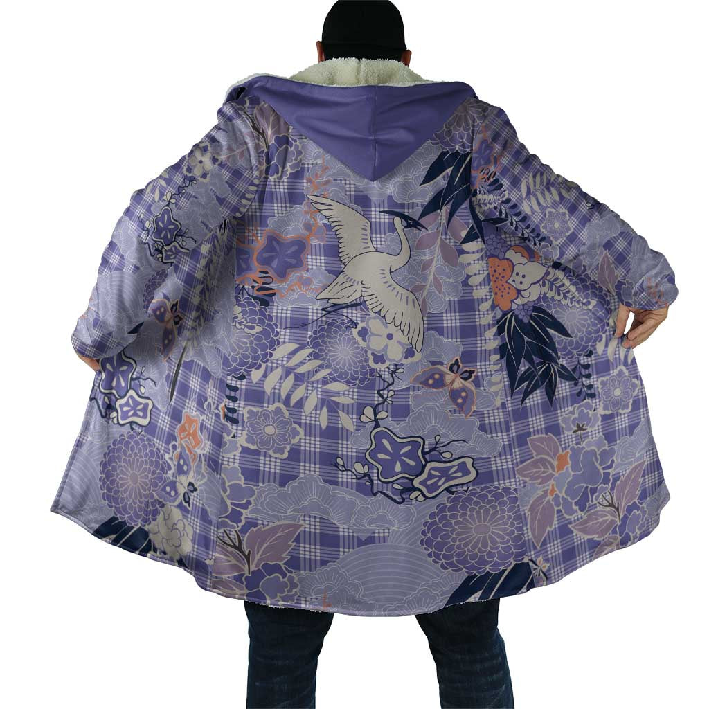 Purple Palaka Crane and Flowers Cloak Japan Heritage Spirit LT9 - Polynesian Pride