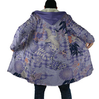 Purple Palaka Crane and Flowers Cloak Japan Heritage Spirit LT9 - Polynesian Pride