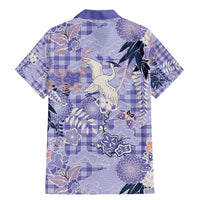 Purple Palaka Crane and Flowers Family Matching Mermaid Dress and Hawaiian Shirt Japan Heritage Spirit - Polynesian Pride