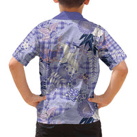 Purple Palaka Crane and Flowers Family Matching Puletasi and Hawaiian Shirt Japan Heritage Spirit - Polynesian Pride