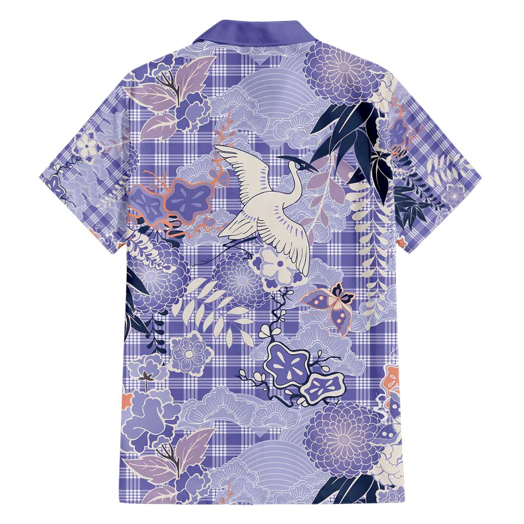 Purple Palaka Crane and Flowers Hawaiian Shirt Japan Heritage Spirit - Polynesian Pride