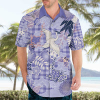 Purple Palaka Crane and Flowers Hawaiian Shirt Japan Heritage Spirit - Polynesian Pride