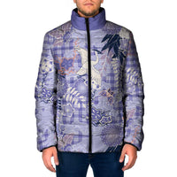 Purple Palaka Crane and Flowers Padded Jacket Japan Heritage Spirit LT9 Men Purple - Polynesian Pride