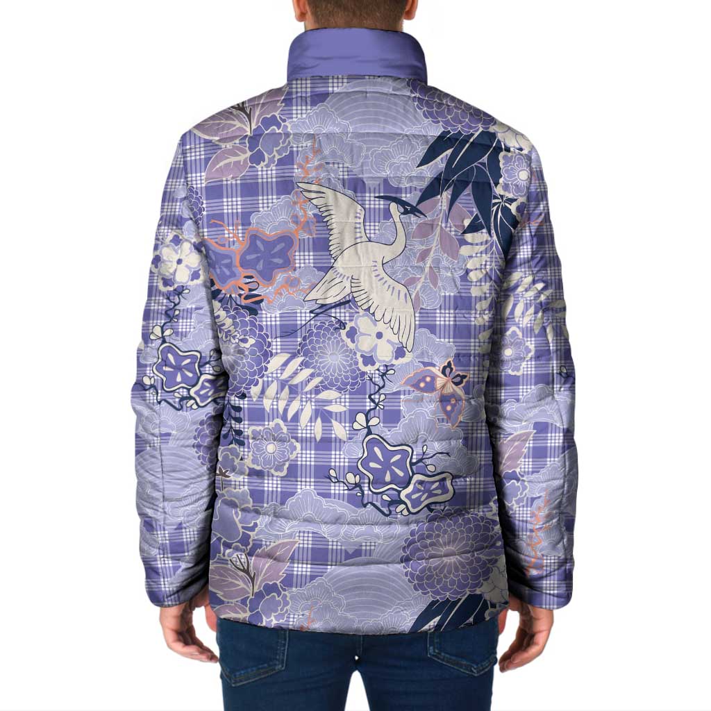 Purple Palaka Crane and Flowers Padded Jacket Japan Heritage Spirit LT9 - Polynesian Pride