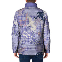 Purple Palaka Crane and Flowers Padded Jacket Japan Heritage Spirit LT9 - Polynesian Pride
