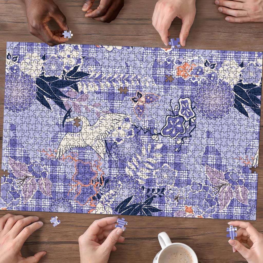 Purple Palaka Crane and Flowers Puzzle Japan Heritage Spirit LT9 - Polynesian Pride