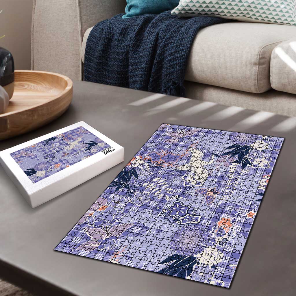 Purple Palaka Crane and Flowers Puzzle Japan Heritage Spirit LT9 - Polynesian Pride