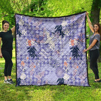 Purple Palaka Crane and Flowers Quilt Japan Heritage Spirit - Polynesian Pride