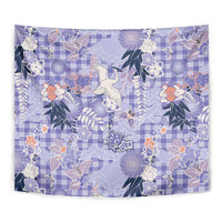 Purple Palaka Crane and Flowers Tapestry Japan Heritage Spirit - Polynesian Pride
