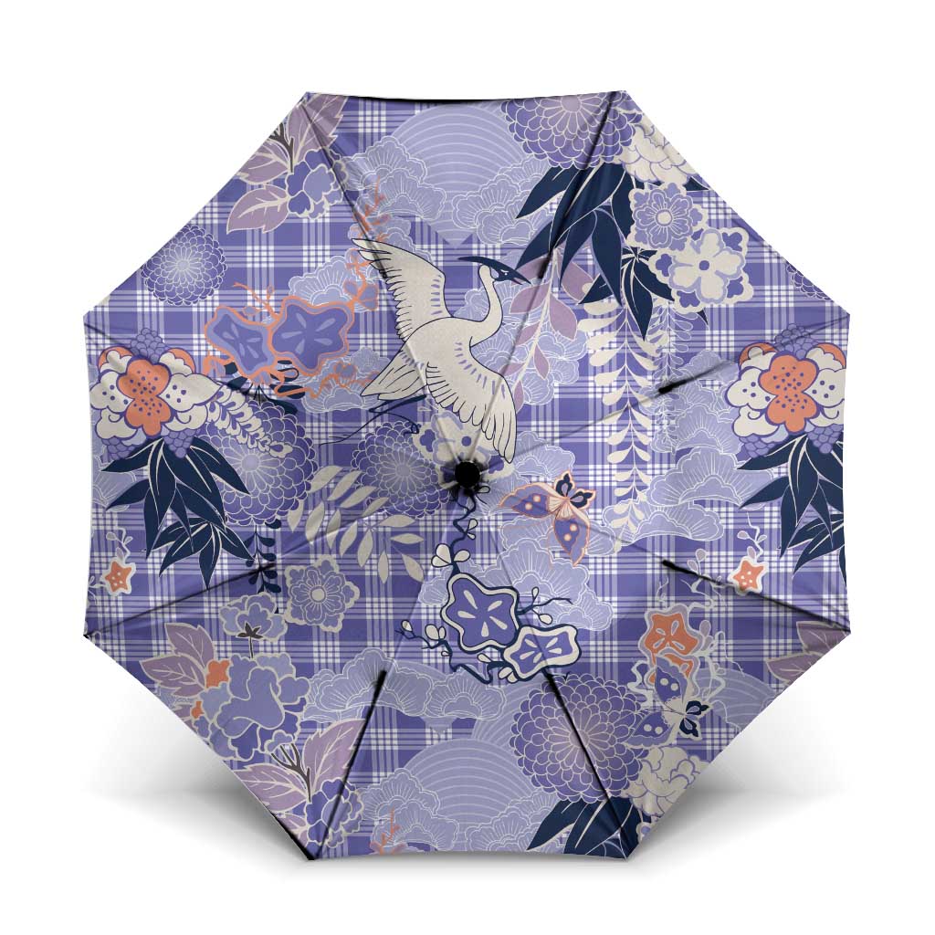 Purple Palaka Crane and Flowers Umbrella Japan Heritage Spirit - Polynesian Pride
