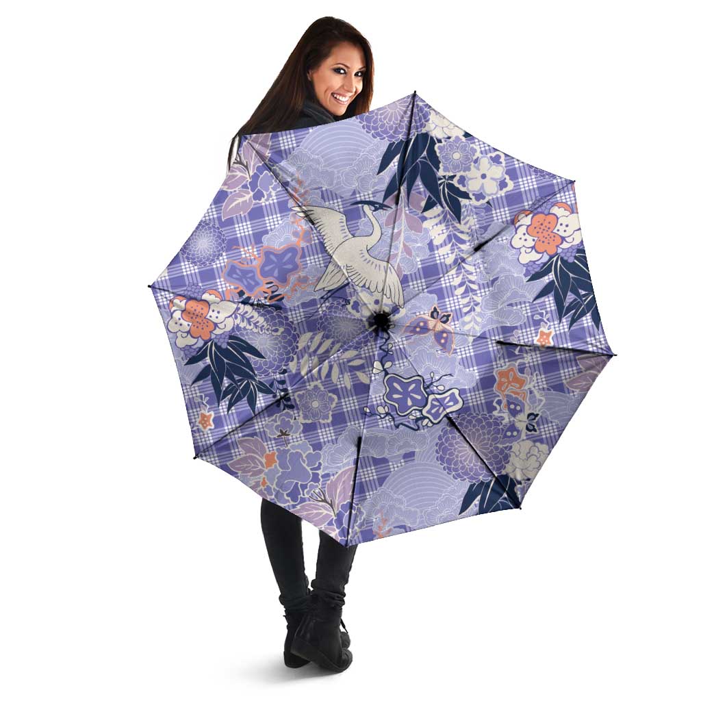 Purple Palaka Crane and Flowers Umbrella Japan Heritage Spirit - Polynesian Pride