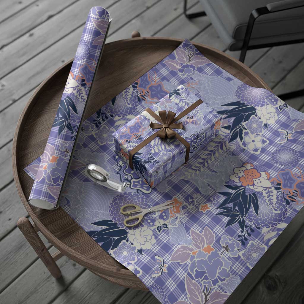 Purple Palaka Crane and Flowers Wrapping Paper Japan Heritage Spirit LT9 - Polynesian Pride