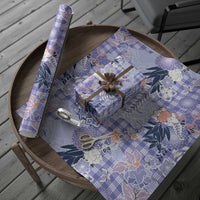 Purple Palaka Crane and Flowers Wrapping Paper Japan Heritage Spirit LT9 - Polynesian Pride