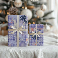 Purple Palaka Crane and Flowers Wrapping Paper Japan Heritage Spirit LT9 - Polynesian Pride