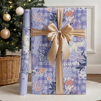 Purple Palaka Crane and Flowers Wrapping Paper Japan Heritage Spirit LT9 - Polynesian Pride