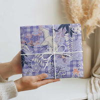 Purple Palaka Crane and Flowers Wrapping Paper Japan Heritage Spirit LT9 - Polynesian Pride