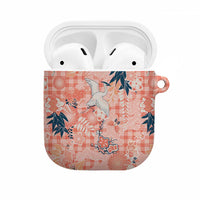 Red Palaka Crane and Flowers AirPods Case Japan Heritage Spirit LT9 Red - Polynesian Pride